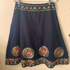 NY Collection Black Embroidered Skirt Size M
